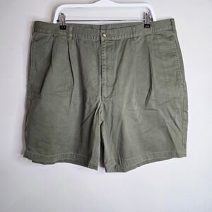 Brooks Brothers Brooks Sport Mens 42 Olive Green Pleated Cotton Chino Shorts
